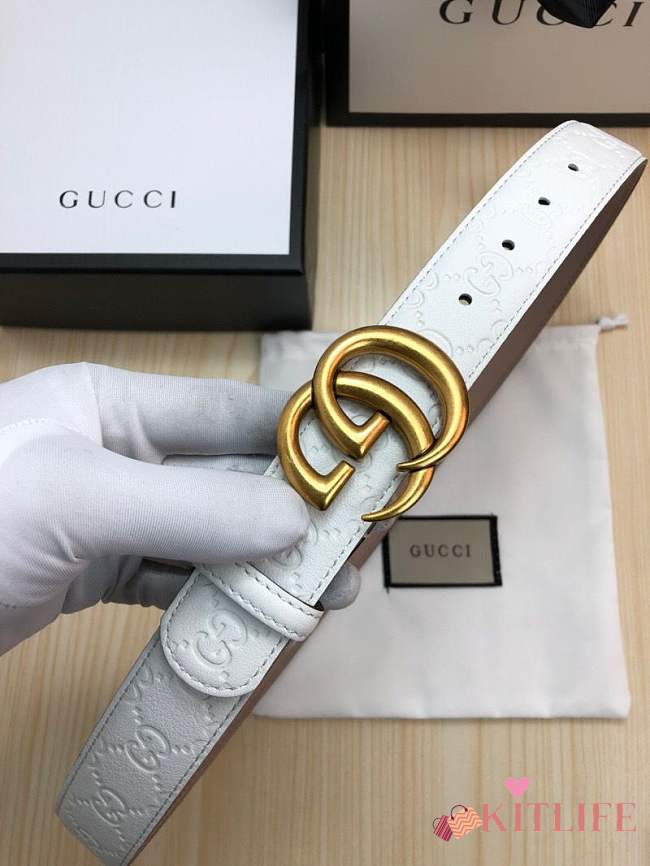 forubags gucci belt white - 1