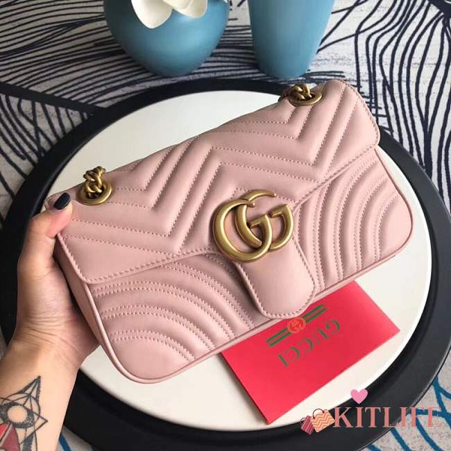 Forubags Gucci GG Marmont Small Matelassé Shoulder Bag 443497 pink - 1