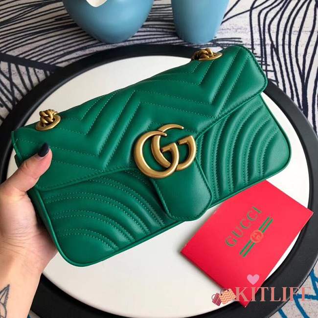 Forubags Gucci GG Marmont Small Matelassé Shoulder Bag 443497 green - 1