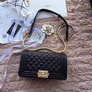 Chanel small Quilted lambskin Boy Bag Black Gold Hardware 20cm - 1