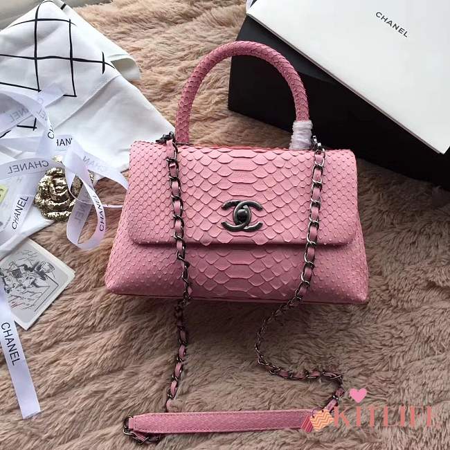 forubags chanel python bag pink - 1