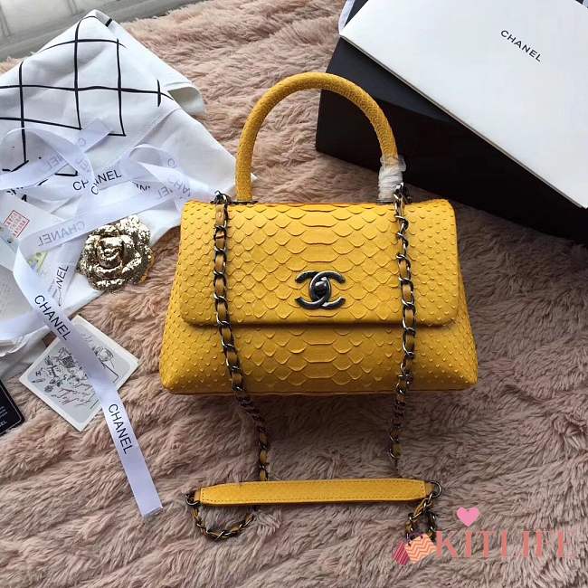 forubags chanel python bag yellow - 1