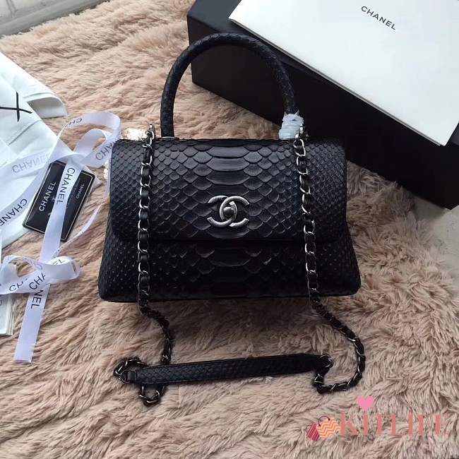 forubags chanel python handbag black - 1