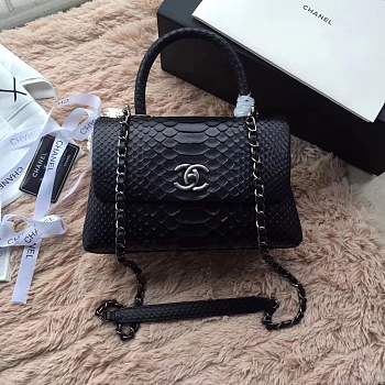 forubags chanel python handbag black