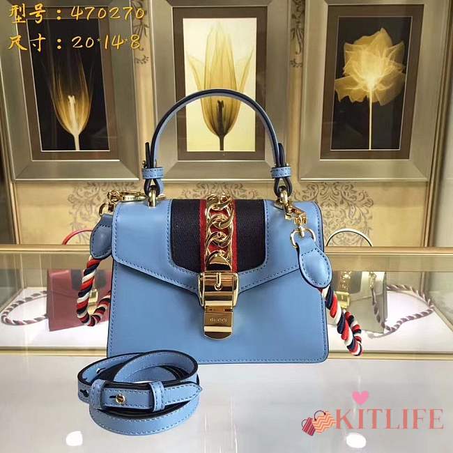 Forubags Gucci 470270 Sylvie Leather mini Bag light blue - 1