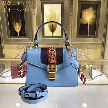 Forubags Gucci 470270 Sylvie Leather mini Bag light blue