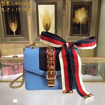 Forubags Gucci Sylvie Leather mini Bag 431666 light blue