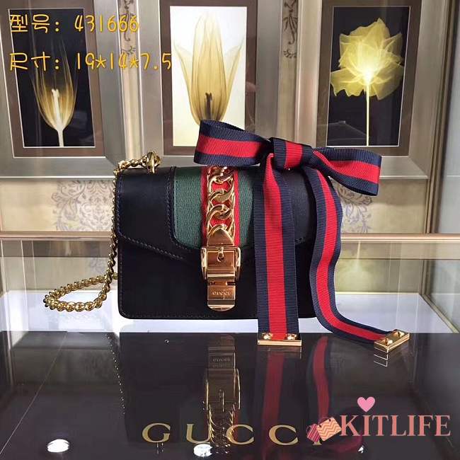 Forubags Gucci Sylvie Leather mini Bag 431666 black - 1