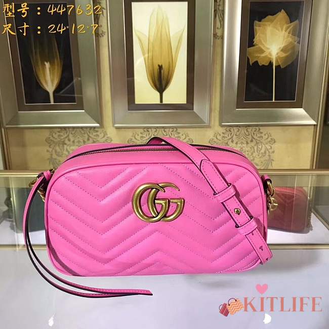 Replica GUCCI GG Marmont matelasse shoulder bag 447632 rose - 1