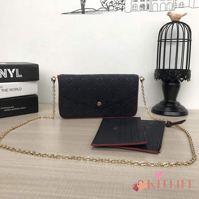 Louis Vuitton MONOGRAM EMPREINTE Monogram 2WAY Chain Plain Leather navy blue M64099  - 1