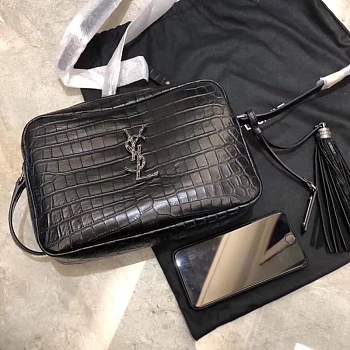 forubags YSL Black Crocodile Embossed Leather Camera Bag