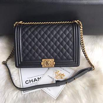 Forubags Chanel 28cm Large Boy Caviar Handbag Gold hardware