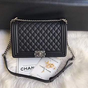 Forubags Chanel 28cm Large Boy Caviar Handbag silver hardware