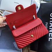 Forubags Chanel Chevron flap bag red lambskin gold metal medium  A01112  - 5
