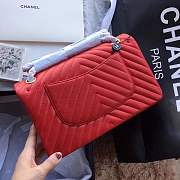 Forubags Chanel Chevron flap bag red lambskin gold metal medium  A01112  - 6