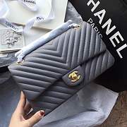 Forubags Chanel Chevron flap bag gray lambskin gold metal medium  A01112  - 1