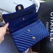 Forubags Chanel Chevron flap bag blue lambskin gold metal medium A01112 - 5