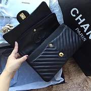 Forubags Chanel Chevron flap bag black lambskin gold metal medium A01112 - 6
