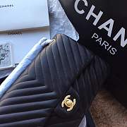 Forubags Chanel Chevron flap bag black lambskin gold metal medium A01112 - 5