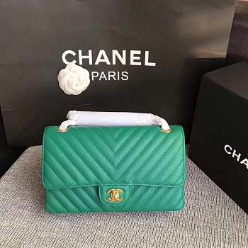 Forubags Chanel Caviar calfskin flap bag fruit green gold metal medium 1112