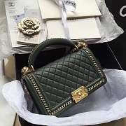 Forubags Chanel Green Quilted Boy Bag 25cm  with Top Handle - 2