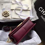 Forubags Chanel Burgundy Quilted Boy Bag 25cm  with Top Handle - 6