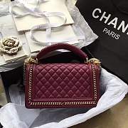 Forubags Chanel Burgundy Quilted Boy Bag 25cm  with Top Handle - 4