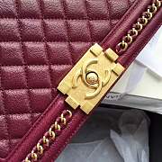 Forubags Chanel Burgundy Quilted Boy Bag 25cm  with Top Handle - 2