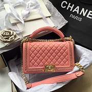 Forubags Chanel PINK Quilted Boy Bag 25cm with Top Handle - 1