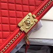 Forubags Chanel red Quilted Boy Bag 25cm with Top Handle - 3