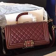 Forubags Chanel Boy Bag Lambskin with handle burgundy - 1