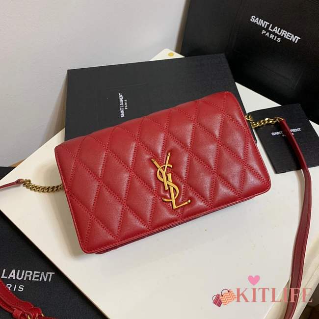 Forubags Saint Laurent YSL Angie Chain Bag In Diamond-quilted Lambskin 568906 red - 1