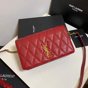 Forubags Saint Laurent YSL Angie Chain Bag In Diamond-quilted Lambskin 568906 red