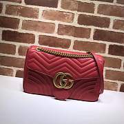 Gucci GG Marmont medium matelassé shoulder red bag ‎443496  - 1