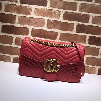 Gucci GG Marmont medium matelassé shoulder red bag ‎443496 