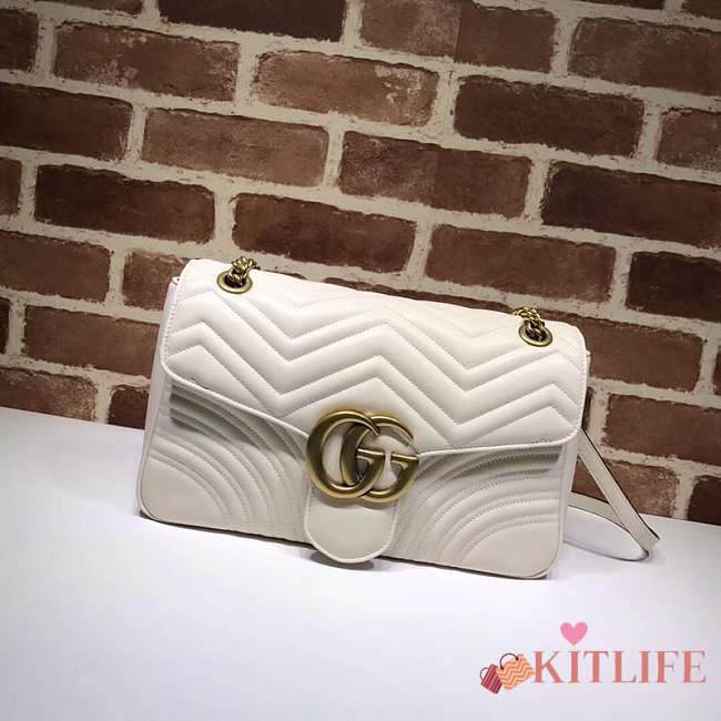 Gucci GG Marmont medium matelassé shoulder bag ‎443496 white - 1