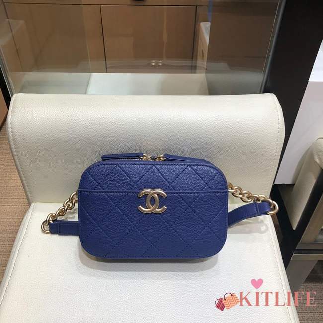 Forubags Chanel Waist Bag Blue Grained Calfskin & Gold-Tone Metal - 1