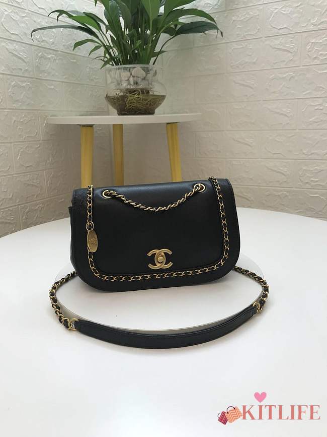 Forubags Chanel Flap Bag Lambskin, Grained Calfskin & Gold-Tone Metal Black AS0371 B00237 94305 - 1