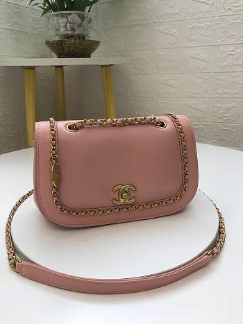 Forubags Chanel Flap Bag Lambskin, Grained Calfskin & Gold-Tone Metal  AS0371 Pink