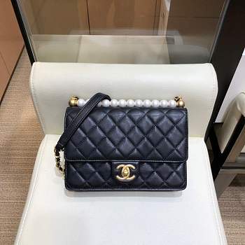 Forubags Chanel Flap Bag Lambskin, Imitation Pearls & Gold-Tone Metal Black AS0585 B00374 94305