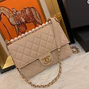 Forubags Chanel Flap Bag Lambskin, Imitation Pearls & Gold-Tone Metal Beige AS0585 - 3
