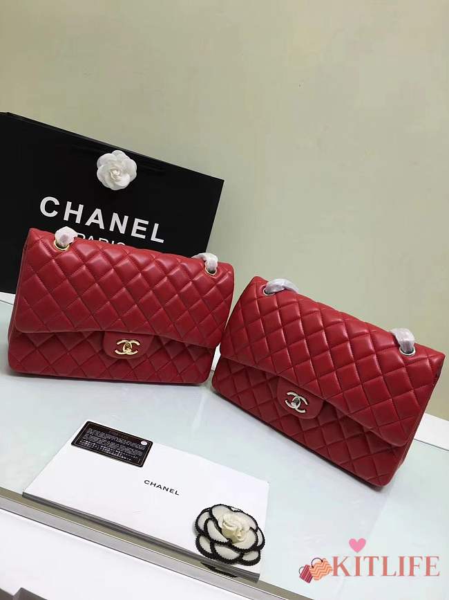 Forubags Chanel 30CM Jumbo lambskin Double Flap Bag Original Leather gold/silver hardware - 1