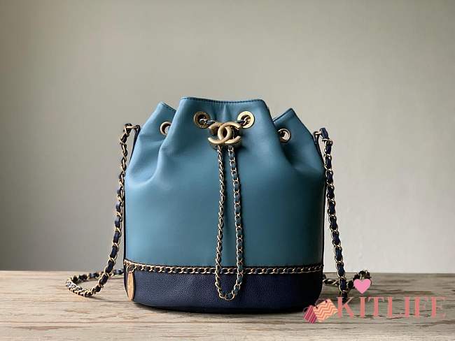 Forubags Chanel drawstring bag Lambskin, Grained Calfskin & Gold-Tone Metal AS0373 B00237 N0745 - 1