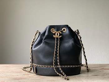 Forubags Chanel Drawstring Bag Lambskin, Grained Calfskin & Gold-Tone Metal Black AS0373 B00237 94305