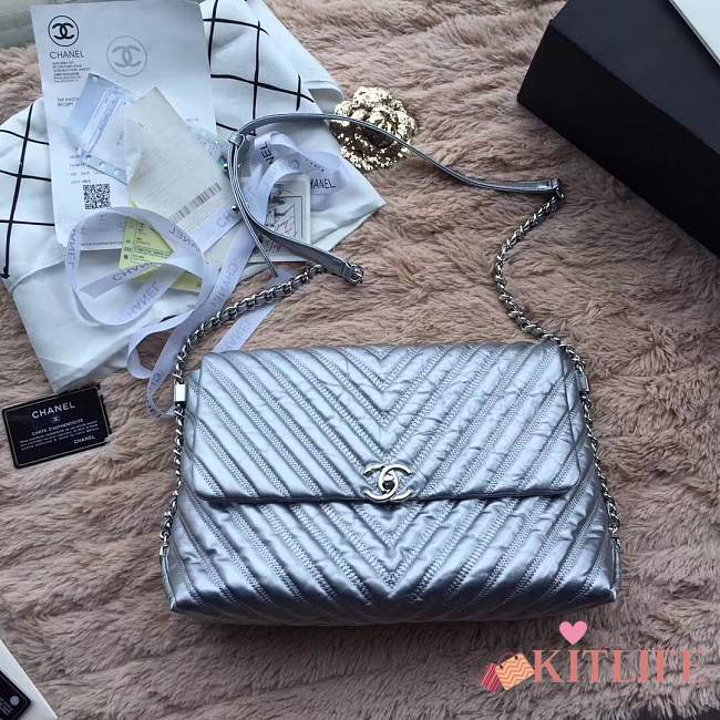  Forubags Chanel Quilted Silver flap shoulder bag - 1