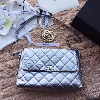 Forubags Chanel Quilted Silver flap bag