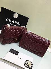 Forubags Chanel 30CM Jumbo lambskin Double Flap in burgundy gold/silver hardware - 6