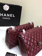 Forubags Chanel 30CM Jumbo lambskin Double Flap in burgundy gold/silver hardware - 4