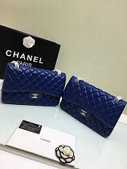Forubags Chanel 30CM Jumbo lambskin Double Flap in blue gold/silver hardware - 1