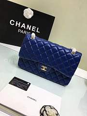 Forubags Chanel 30CM Jumbo lambskin Double Flap in blue gold/silver hardware - 6